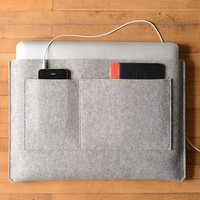 Étui de protection pour tablette en feutre de laine mince avec logo personnalisé, accessoire de sac d'affaires avec clip et pochette promotionnelle pour tablette