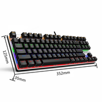 Clavier mécanique filaire pour jeux, interrupteur bleu rouge, 87 touches, anti-ghosting, rétroéclairage LED russe/américain, pour ordinateur portable gamer