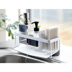 DS2112厨房水槽组织器水槽盒碟刷皂液分配器支架，带排水托盘海绵支架，用于厨房水槽