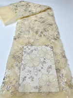 NI.AI Nouvelle dentelle élégante perlée avec pierres brodées et paillettes, tissu en dentelle filet pour robes de mariée, fêtes et anniversaires