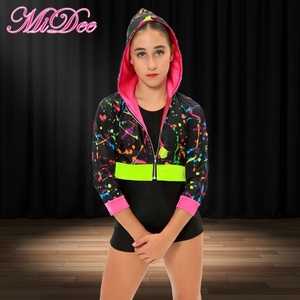 Ensemble <span class=keywords><strong>de</strong></span> <span class=keywords><strong>danse</strong></span> hip-hop pour femmes adultes, comprenant un haut à capuche abstrait et coloré MiDee et une combinaison sans manches à col rond, pour la scène et l'entraînement - Product Image 1