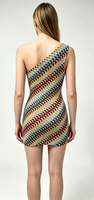Robe Courte Moulante Femme Personnalisée à Une Épaule, Rayée, Strass, Sexy, Tricotée, Extensible, Tenue de Soirée d'Été, Vente en Gros, OEM ODM, Décontractée
