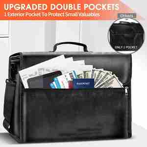 Waterproof and Fireproof Double Pocket <b>Document</b> <b>Bag</b> Large 17x12x6 Inches with Zippers for Filing Products - Product Image 4