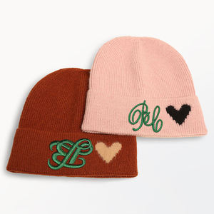 Bonnet en <span class=keywords><strong>tricot</strong></span> côtelé épais brodé personnalisé avec logo, bonnets à revers, vente en gros - Product Image 4