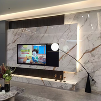 Contreplaqué laminé PET à haute brillance, grain de marbre, mélamine, panneau mdf personnalisé pour mur de fond et mobilier
