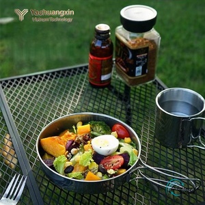 Ustensiles de cuisine d'extérieur en acier inoxydable 304, ensemble de 5 pièces, ensemble de pique-nique pour la randonnée, bol, pot à soupe portable, pot multifonctionnel de rangement - Product Image 4