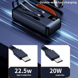 Hot bán công suất lớn xách tay 4USB Type-C đầu ra 30000/50000mAh ngân hàng điện cáp kép sạc với màn hình LCD hiển thị và dây buộc - Product Image 4