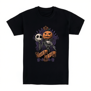 T-shirt con stampa di zucca di Halloween, nera, girocollo, per uomo e donna, design sinistro - Product Image 2