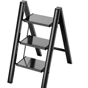 <span class=keywords><strong>Escalera</strong></span> Plegable de 3 Peldaños con Marco de Aluminio, Capacidad de 300 Libras, Acabado Negro Piano Elegante, Diseño Antideslizante, 33.8 Pulgadas - Product Image 1