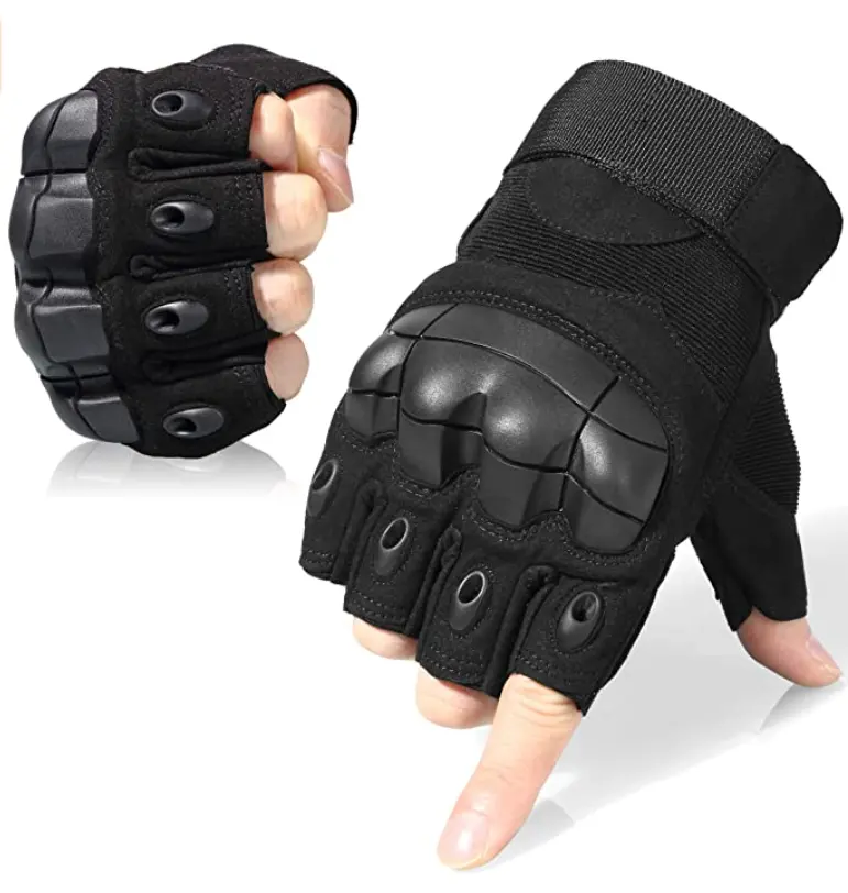 Custom Made Outdoor Duty Black Half Finger Fingerless Tactical Gloves for Outdoor Sport