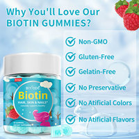 Peptides de biotine et de collagène Gummies Supplément de croissance des cheveux Riche Collagène + Biotine Gelée Bonbons pour une peau éclatante et des ongles forts