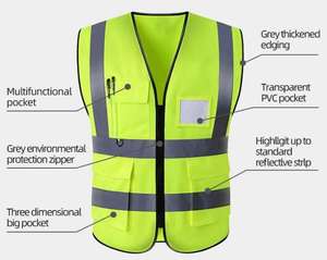Venta caliente de seguridad de varios tamaños de alta visibilidad de seguridad reflectante chaqueta Industrial aeropuerto motocicleta tráfico Reflector chaleco - Product Image 6