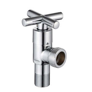 Arrêt d'eau de toilette mural chromé de 1/2 pouces, poignée ronde à 90 degrés, ouverture rapide de la salle de bains, <span class=keywords><strong>angle</strong></span> en laiton - Product Image 1