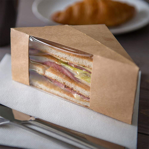 Custom takeaway long to go breakfast bread sandwiches packaging compostable biodegradable brown cardboard paper boxes for foods