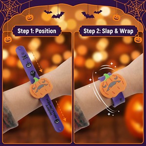 Braccialetto Slap in Silicone PVC Spaventoso per Feste di Halloween: Zucca e Fantasma - Product Image 4