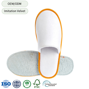 Pantoufles jetables en velours de coton bon marché avec logo personnalisé pour hôtel 5 étoiles, spa, chambre à coucher, <span class=keywords><strong>douche</strong></span> - Product Image 1