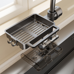 ชั้นวางของติดผนังแบบไม่ต้องเจาะ สองชั้น วัสดุพลาสติก สำหรับห้องน้ำ ห้องครัว จัดเก็บอุปกรณ์บนโต๊ะอาหาร - Product Image 5