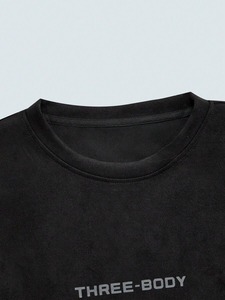 Camiseta de manga corta con estampado de letras retro para hombre, camiseta informal holgada con cuello redondo y hombros caídos, estilo unisex personalizable F10 - Product Image 6