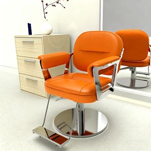 Modern Design Portable Metal Hydraulic Orange Barber Chair 360 Degree Swivel Function for Salon Furniture Living Room Hotel Use - Product Image 1