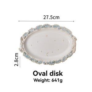 Assiettes de table occidentales, vaisselle en céramique de style ancien, assiettes à salade et à dessert, assiettes à légumes - Product Image 6