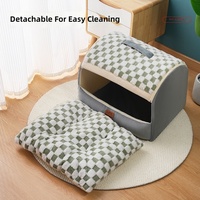 Lit pour animaux de compagnie semi-fermé en plaid, maisonnette chaude en peluche pour chien et chat, nid douillet portable pour l'hiver et toute la saison