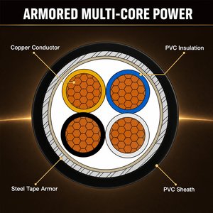 Câble d'alimentation souterrain U1000 <span class=keywords><strong>R2V</strong></span> <span class=keywords><strong>RO2V</strong></span> 4*2.5 4G2 multi-cuivre isolé XLPE avec gaine PVC/PE, indice de protection IP67 - Product Image 6
