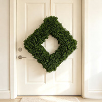 Guirlande carrée artificielle en rotin 42 cm, feuilles de cyprès, fausse verdure pour décoration de mariage, fête à domicile, décoration murale ou à suspendre à la porte