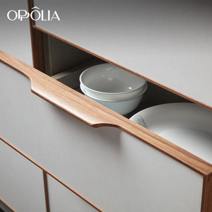 Juego de <span class=keywords><strong>Cocina</strong></span> OPPOLIA en Madera Maciza con Acabado UV Blanco y Marrón, Iluminación LED, Encimera de Cuarzo y Gabinetes de Madera Contrachapada - Product Image 4