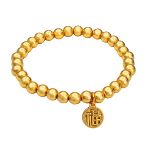 Hot Verkoop Gouden Armband 24K <span class=keywords><strong>Chinese</strong></span> Stijl Gouden Kralen Armband Voor Baby Met <span class=keywords><strong>Chinese</strong></span> Geluksbrenger - Product Image 1