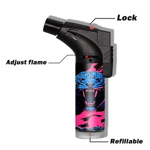 Nouveau briquet torche personnalisé rechargeable à gaz coupe-vent Encendedor De Antorcha Factory Jet Slant OEM de haute qualité - Product Image 4