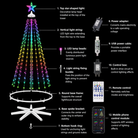 Lumières de Noël en forme de cône LED, irisées, IP65, contrôle sans fil par application, gradation, effet de poursuite séquentielle, intérieur/extérieur, 25000 heures