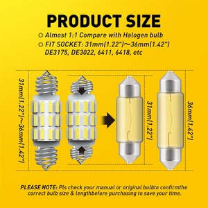 AUXITO White 6500K 31mm 36mm Festoon Bulb Bright LED Replace for <b>Car</b> <b>Interior</b> Dome Courtesy Door Map Trunk License Plate - Product Image 2