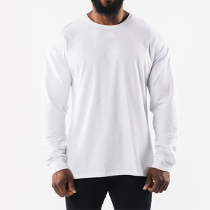 95 Cotton 5 Spandex Knitted Quick Dry Breathable Eco-Friendly Loose Fit Gym <b>Tshirt</b> High Quality <b>Long</b> Sleeve Sports Oversize - Product Image 2