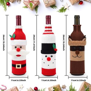 Lindo suéter navideño para botella de vino tinto, cubierta hecha a mano para botella de vino, suéter para botella de vino, decoraciones navideñas de dibujos animados tejidas para fiestas. - Product Image 2