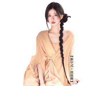 Nouvelle Perruque Tressée Torsadée Style Chinois avec Clips, Chignon Latéral Ancien, Accessoire Cheveux Hanfu pour un Look Jeune et Doux - Product Image 1