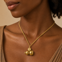 Collier en acier inoxydable plaqué or 18 carats hypoallergénique, motif gourde porte-bonheur, pour filles, accessoires simples et décontractés pour le quotidien
