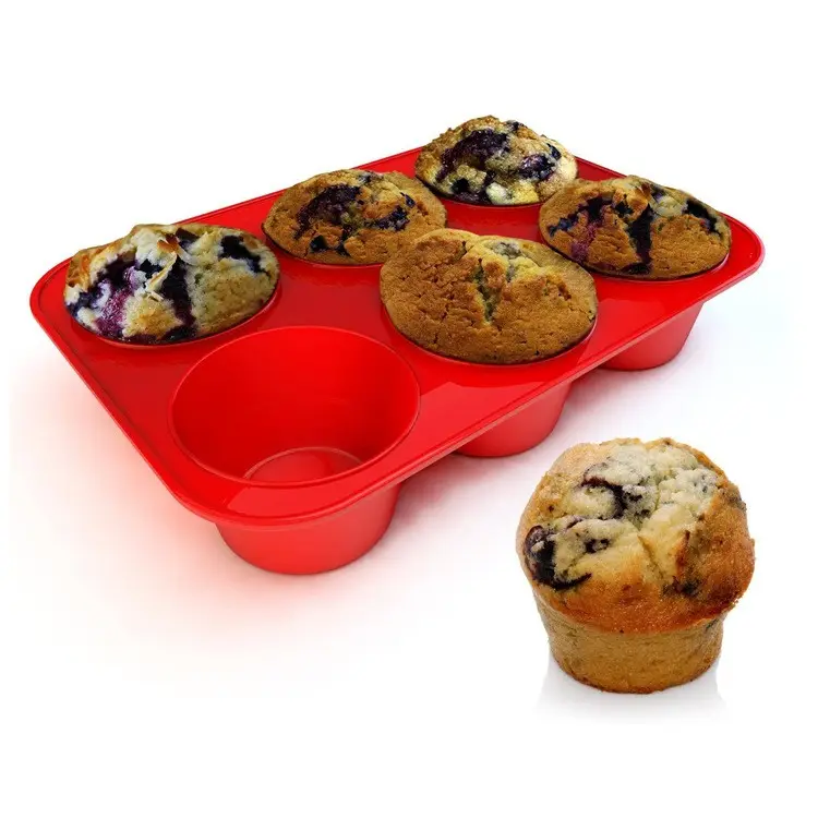 Silikon Bakeware 6 fincan Muffin kalıbı esnek silikon bakeware kolaylık ve kolay serbest bırakma keşfetmek