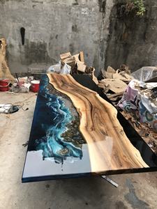 <b>SALE</b> <b>FOR</b> NEW YEAR 2026 Solid Wood Epoxy Resin River <b>Table</b> Top Live Edge Natural Slab Support Custom Luxury Furniture - Product Image 2