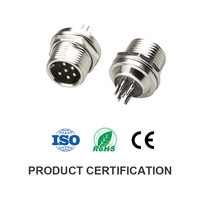 Connecteur d'alimentation circulaire GX12 à 2-7 broches, mâle, fileté, à montage fixe sur panneau, type broche, pour aviation