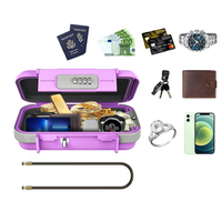 Mini-Reise-Tresor mit Passwortschloss und Abnehmbarer Kette, Wasserdicht, Langlebiges ABS-Material für Auto, Wohnheim, Strand, Hotel, Persönliche Gegenstände