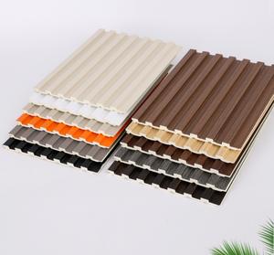 Panel de Pared Sólido WPC Directo de Fábrica, Impermeable, con Rejilla, Panel Decorativo con Grano de Madera Cóncavo y Convexo, Placa de Refuerzo Autoinstalable - Product Image 1