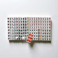 Set Mahjong Amerika House Hearts Tigre De Tartan Akrilik Lipat Portabel 160pcs Ubin Mahjong Klasik Dilukis Tangan
