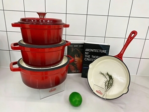 Juego de Utensilios de Cocina de Hierro Fundido Esmaltado de 7 Piezas, Cacerola de Gran Capacidad, Olla Holandesa y Sartén <span class=keywords><strong>Antiadherente</strong></span> para Cocinar - Product Image 2