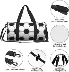 <span class=keywords><strong>Borsa</strong></span> Sportiva Pieghevole Divertente Bianca e <span class=keywords><strong>Nera</strong></span> con Chiusura a Cerniera in Poliestere per Uomo e Donna, Palestra, Viaggio, Allenamento, Weekend - Product Image 5