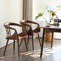 Chaise de salle à manger en bois massif noyer noir avec dossier et accoudoirs, style capsule spatiale multifonctionnelle, pour usage domestique ou bureau, style mi-siècle
