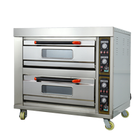 Four à gaz commercial à 2 étages avec 4 plateaux et étagère pour la boulangerie, la pizza et la pâtisserie, four industriel de qualité d'occasion à bon prix