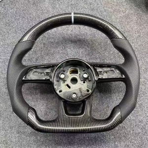 Fibra de carbono real con volante para Audis A3 <span class=keywords><strong>A4</strong></span> A5 A6 A8 Q5 RS3 RS7 Q7 C6 C8 S6 S7 <span class=keywords><strong>B8</strong></span> B9 S3 S4 S5 - Product Image 2