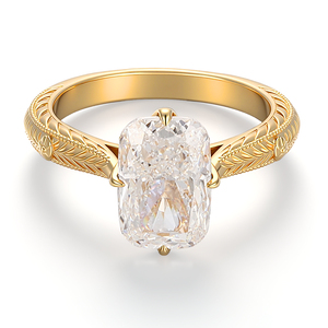 Ювелирное изделие Provence: Обручальное кольцо для невесты из желтого золота 18 карат с выращенным в лаборатории бриллиантом IGI-сертифицированной огранки «кушон» 3 карата - Product Image 3