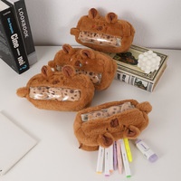 Sac à crayons Capybara mignon et kawaii de grande capacité, sac à crayons en peluche Capybara amusant et tendance, fournitures scolaires, cadeaux d'anniversaire