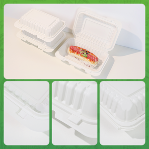 Boîte à repas <span class=keywords><strong>bento</strong></span> en amidon de maïs biodégradable et écologique, compatible micro-ondes, avec couvercle hermétique, 9*6, sans BPA, jetable, pour restaurant, à emporter - Product Image 2